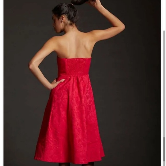 NWT Anthropologie  Jacquard  floral print Strapless Midi Dress - Picture 4 of 16